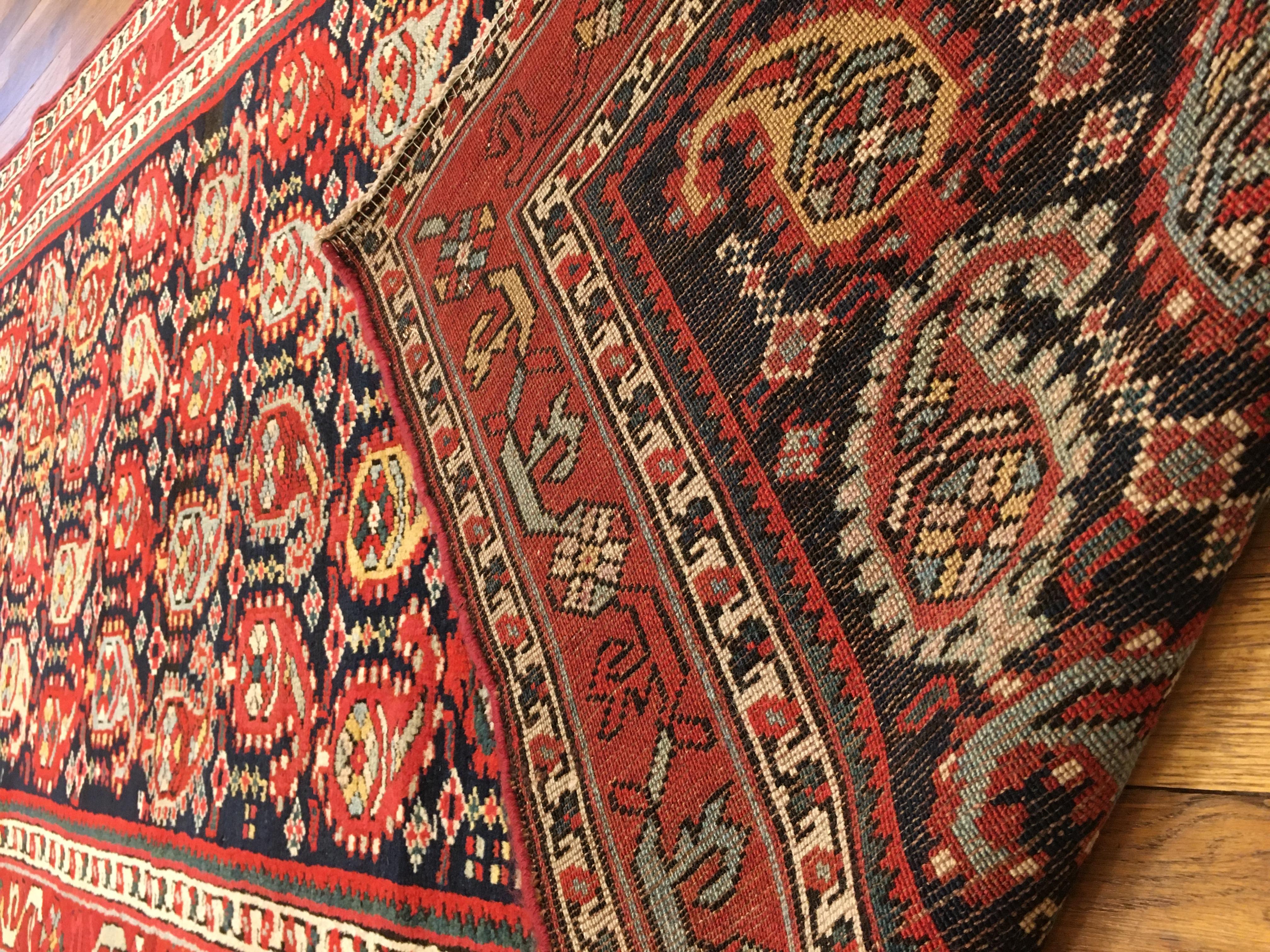 Antique Northwest Persian Oriental Rug, Runner Size, w/ Repeating Paisley Motifs For Sale 1