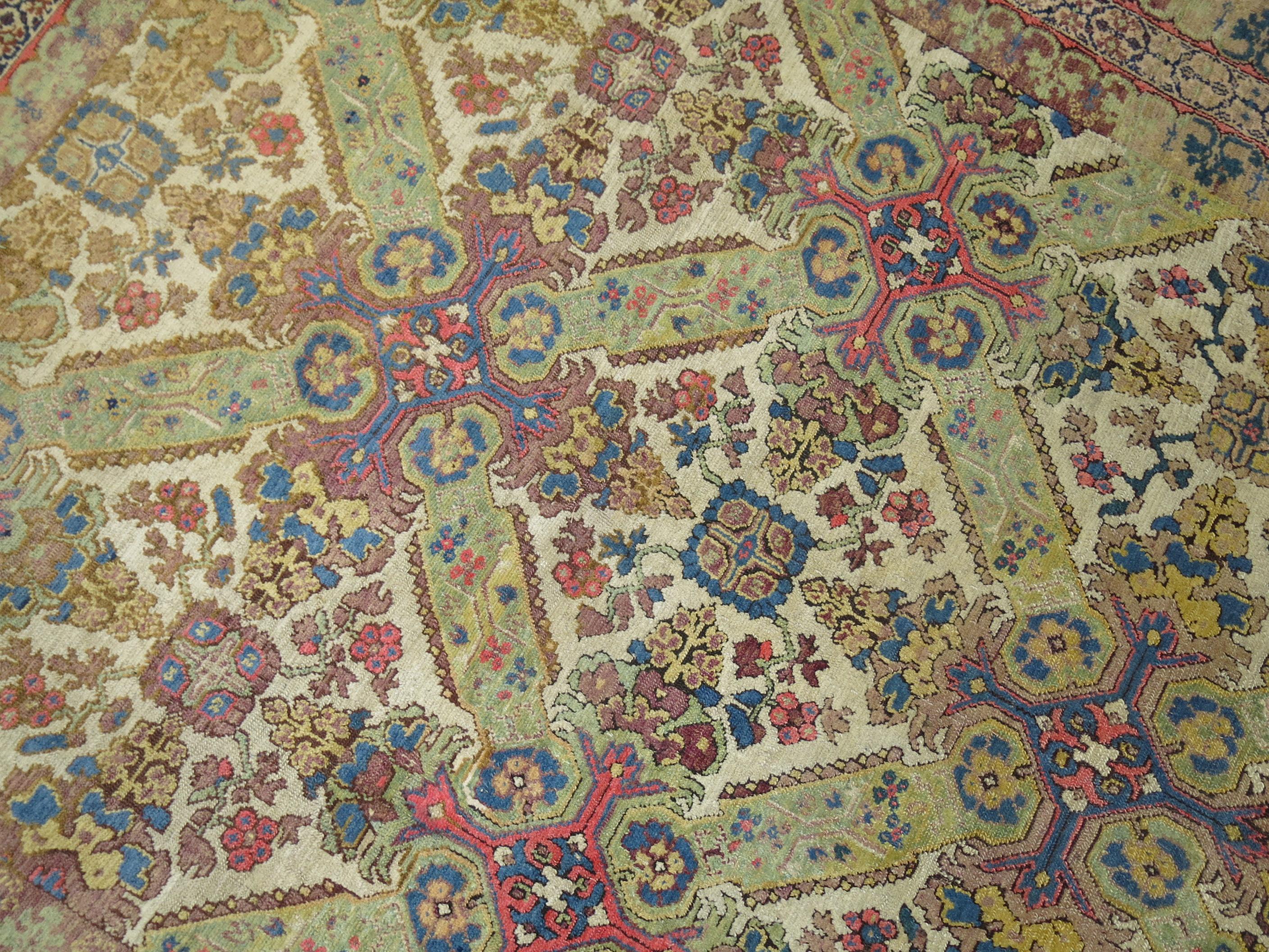 Hand-Woven Rare Antique Caucasian Kuba Room Size Rug For Sale