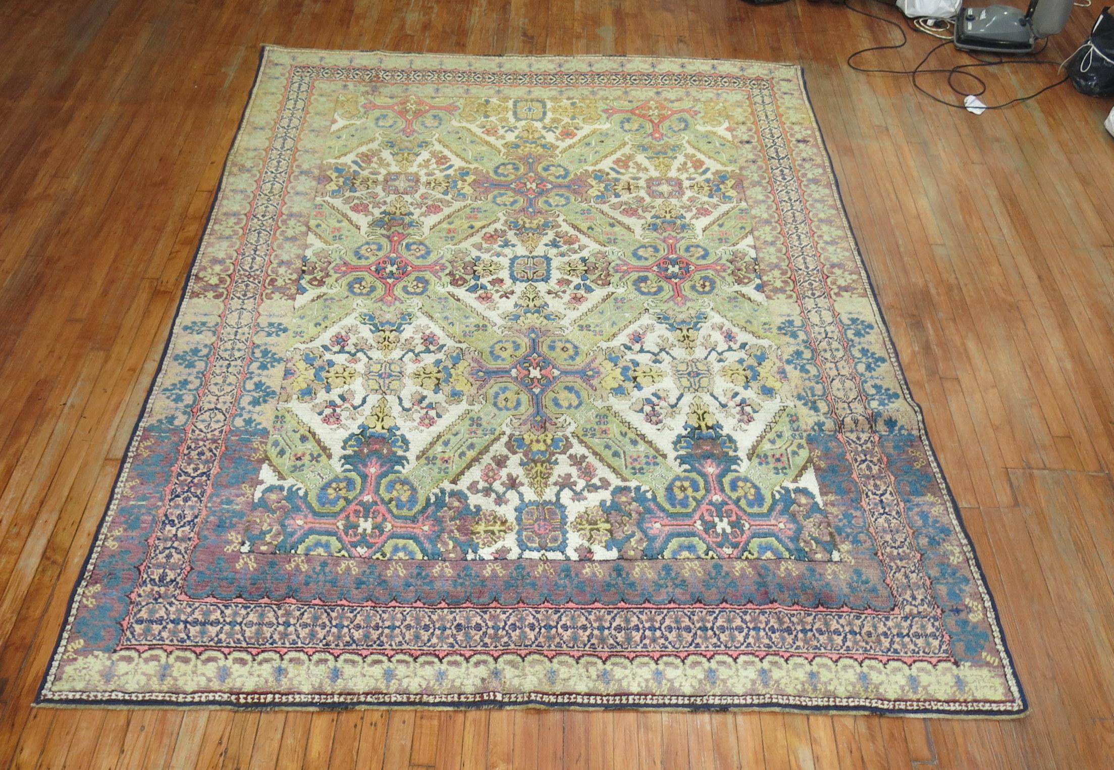 Rare Antique Caucasian Kuba Room Size Rug In Good Condition For Sale In New York, NY
