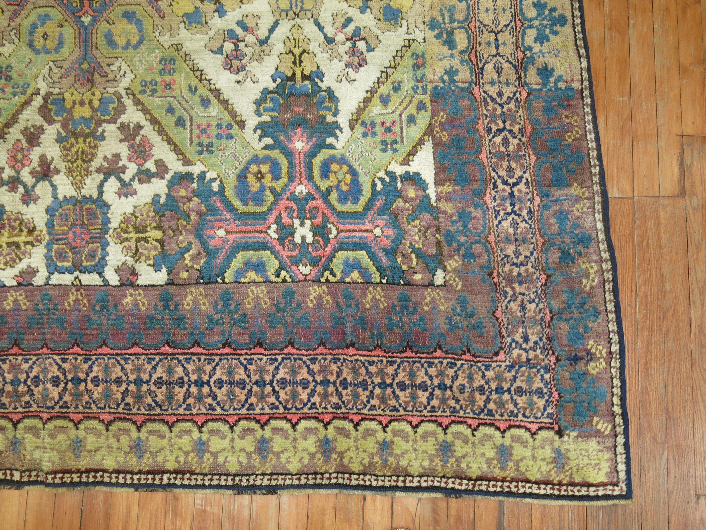 Wool Rare Antique Caucasian Kuba Room Size Rug For Sale