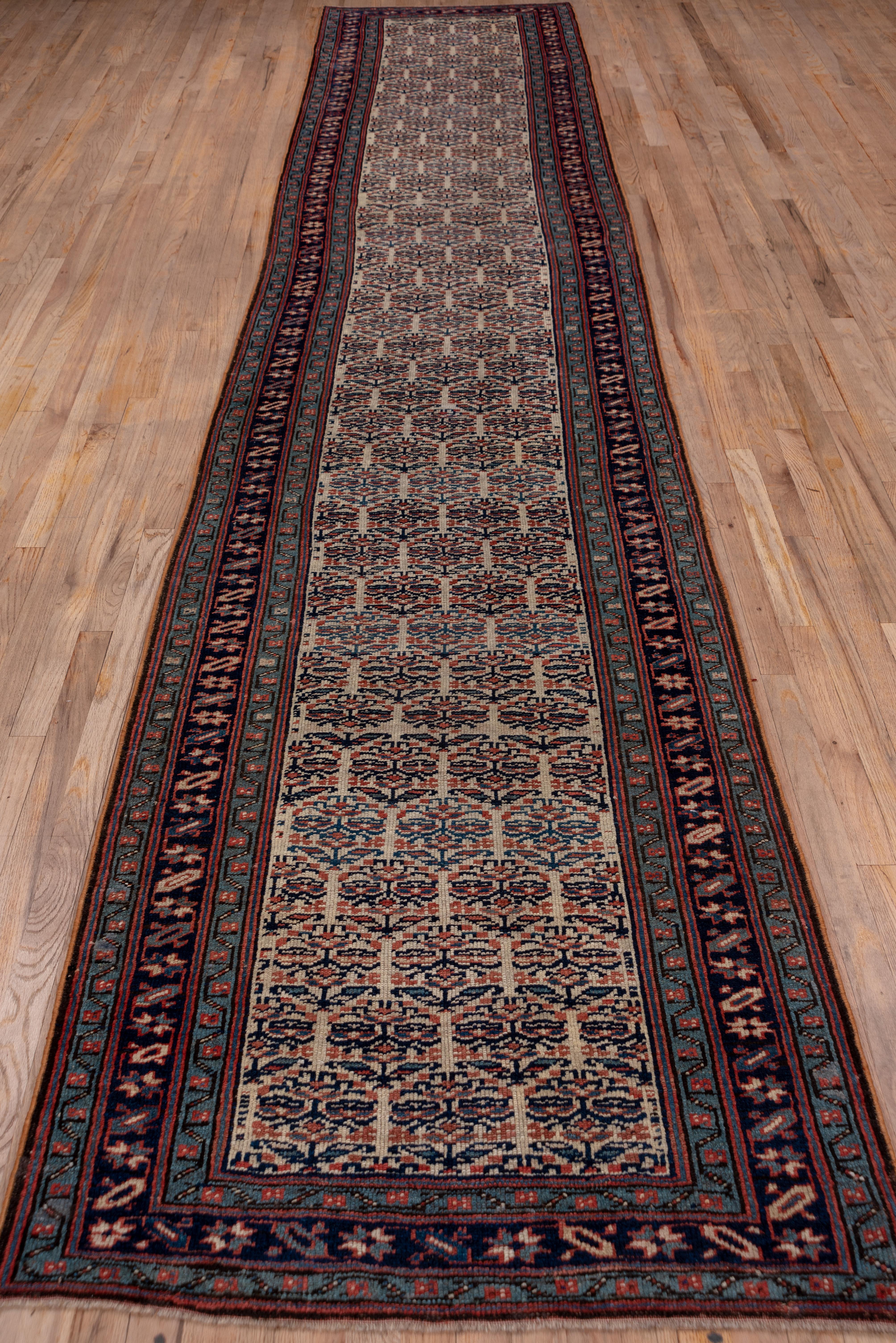 Tribal Antique Northwest Persian Runner, Finely Woven, Ivory Allover Paisley Field For Sale