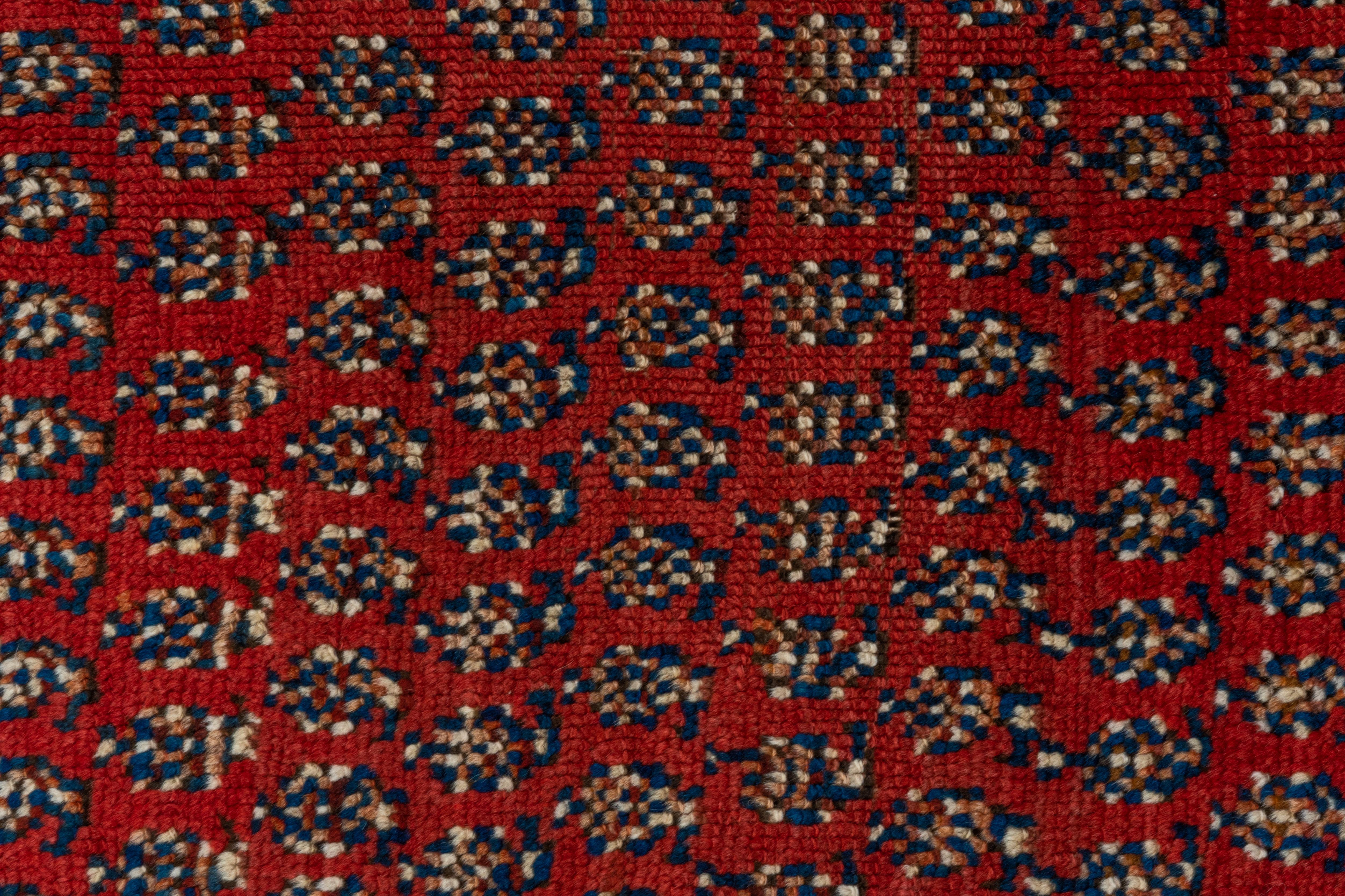 Milieu du XXe siècle Tapis de couloir persan ancien du Nord-Ouest, terrain à motif cachemire rouge, poils hauts avec franges