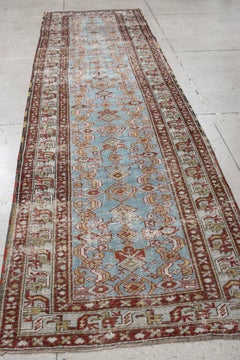Antique Northwest Persian Runner with Sky Blue Field