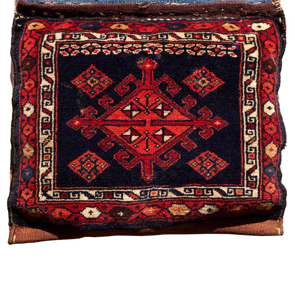 Antique Northwest Persian Saddle Bag Pair as a Pillow In Good Condition For Sale In New York, NY