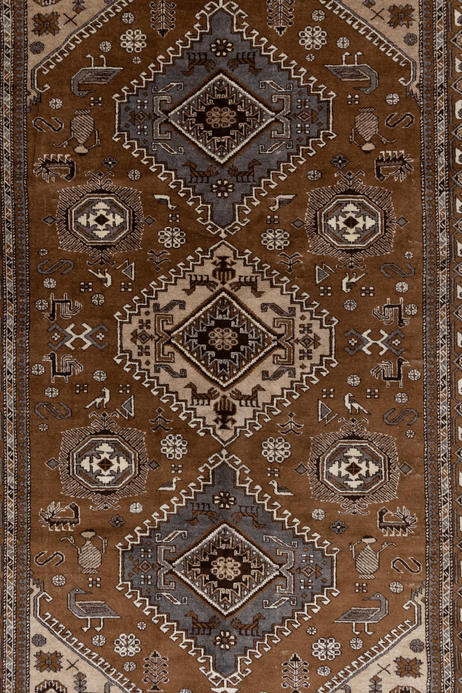 Very special antique Serab rug that features a camel hair field. What makes this piece so unusual is that the wool is not dyed, it is the original wool colors. Full pile in original condition. 

Wear Notes: 1 

Wear Guide:
Vintage and antique