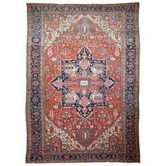 Ancien tapis tribal dream de Serapi Heriz du Nord-Ouest, vers 1910-1920