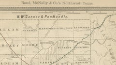 Antique Northwest Texas Map – Panhandle Railroads & Counties, Rand McNally, 1888