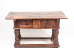 Antique Norwegian Baroque Table in Patinated Solid Oak, 18th Century