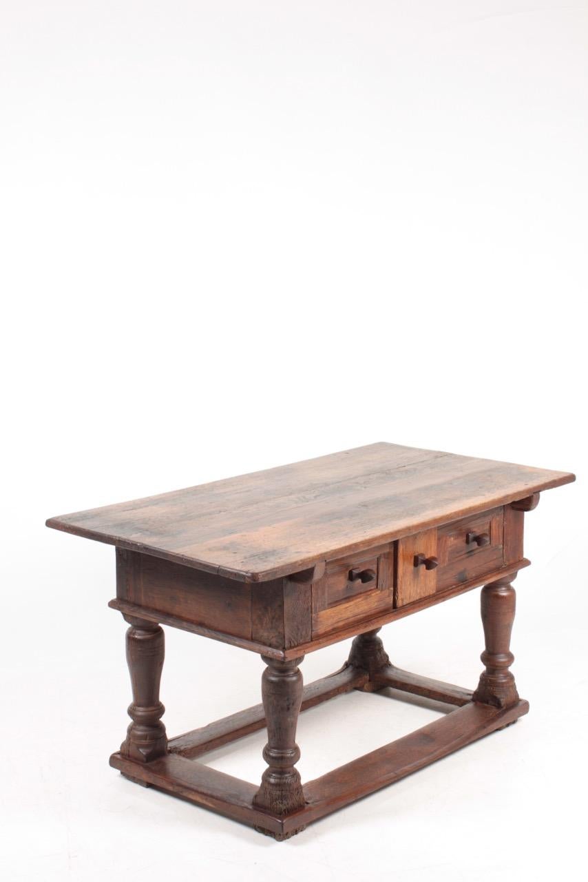 Antique Norwegian Baroque Table in Patinated Solid Oak, 18th Century 3