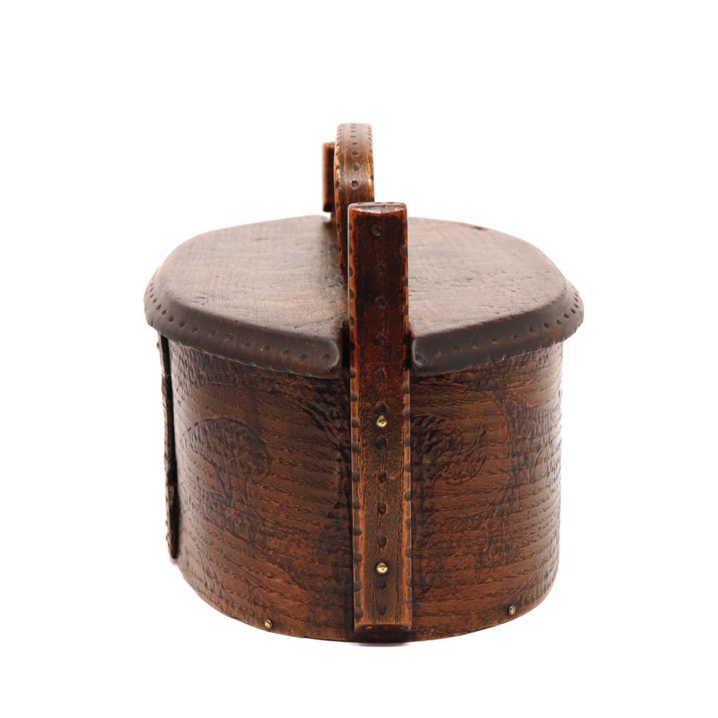 Folk Art Antique Norwegian Bentwood Sewing Box 'Tine', Late 19th Century
