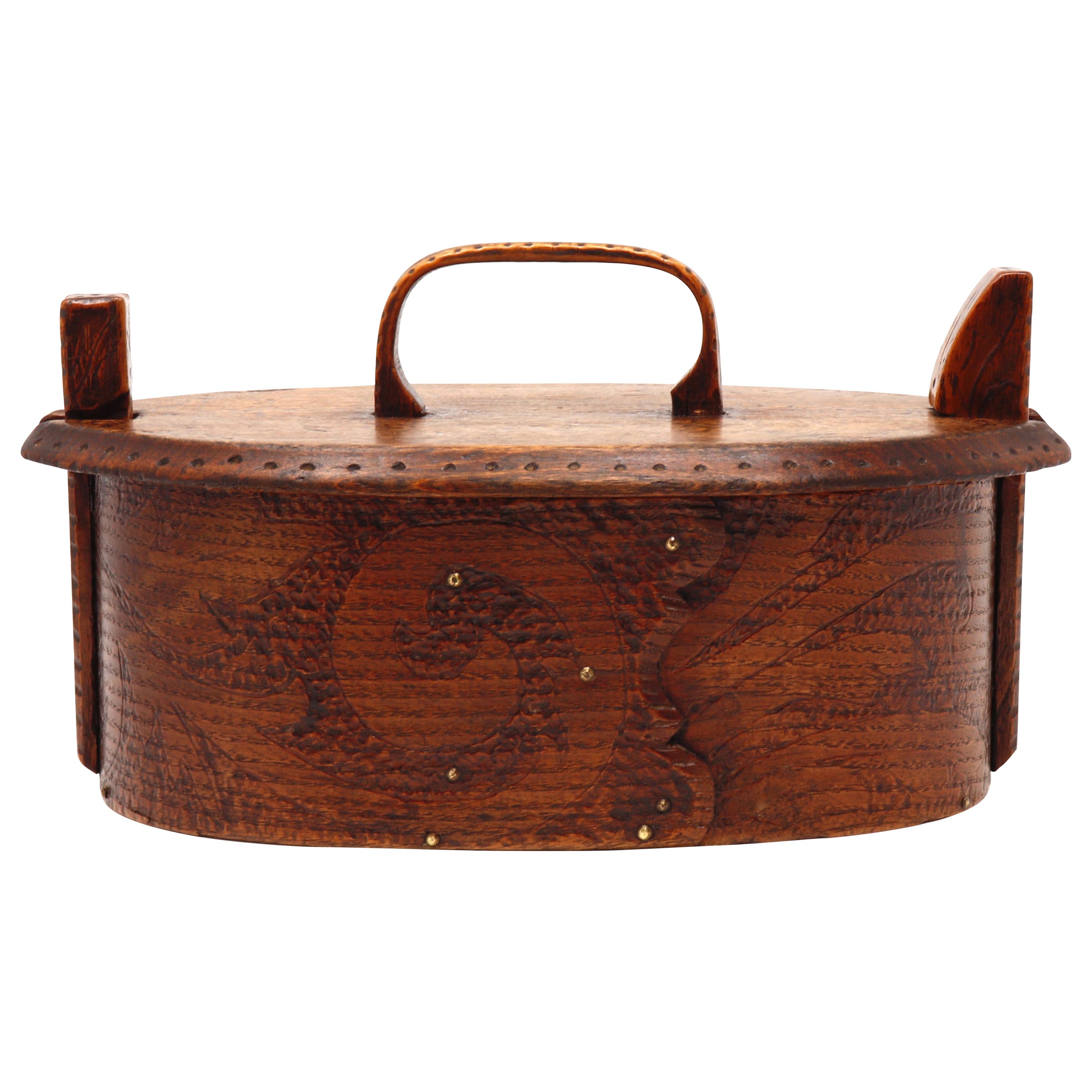 Antique Norwegian Bentwood Sewing Box 'Tine', Late 19th Century