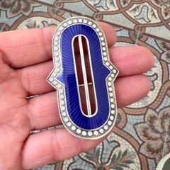 Antique Norwegian Guilloche Enamel Belt Buckle by Marius Hammer, circa 1900