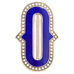 Antique Norwegian Guilloche Enamel Belt Buckle by Marius Hammer, circa 1900