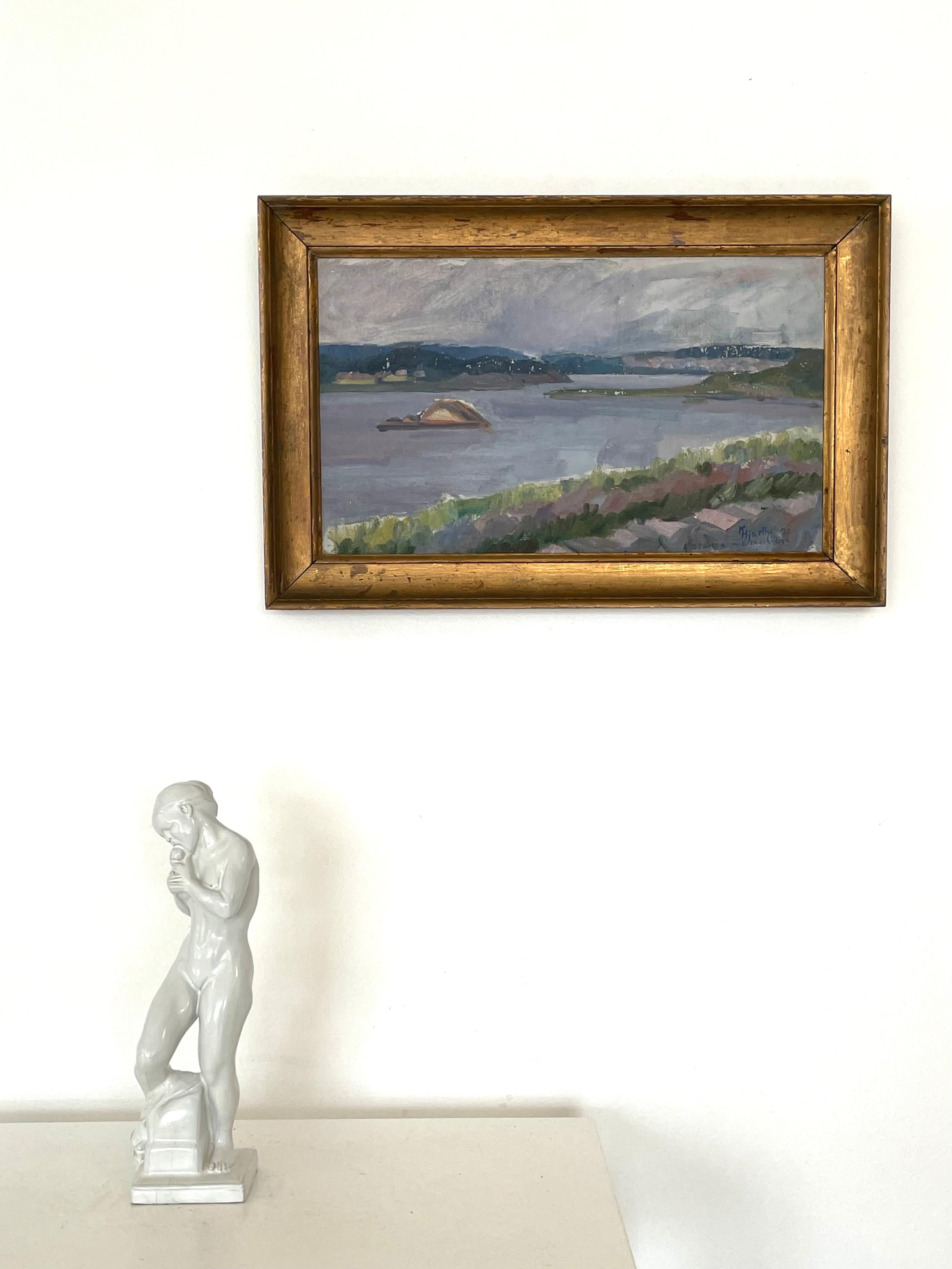Ancienne peinture à l'huile norvégienne du début du 20e siècle représentant la forteresse de Staverns en vente 4