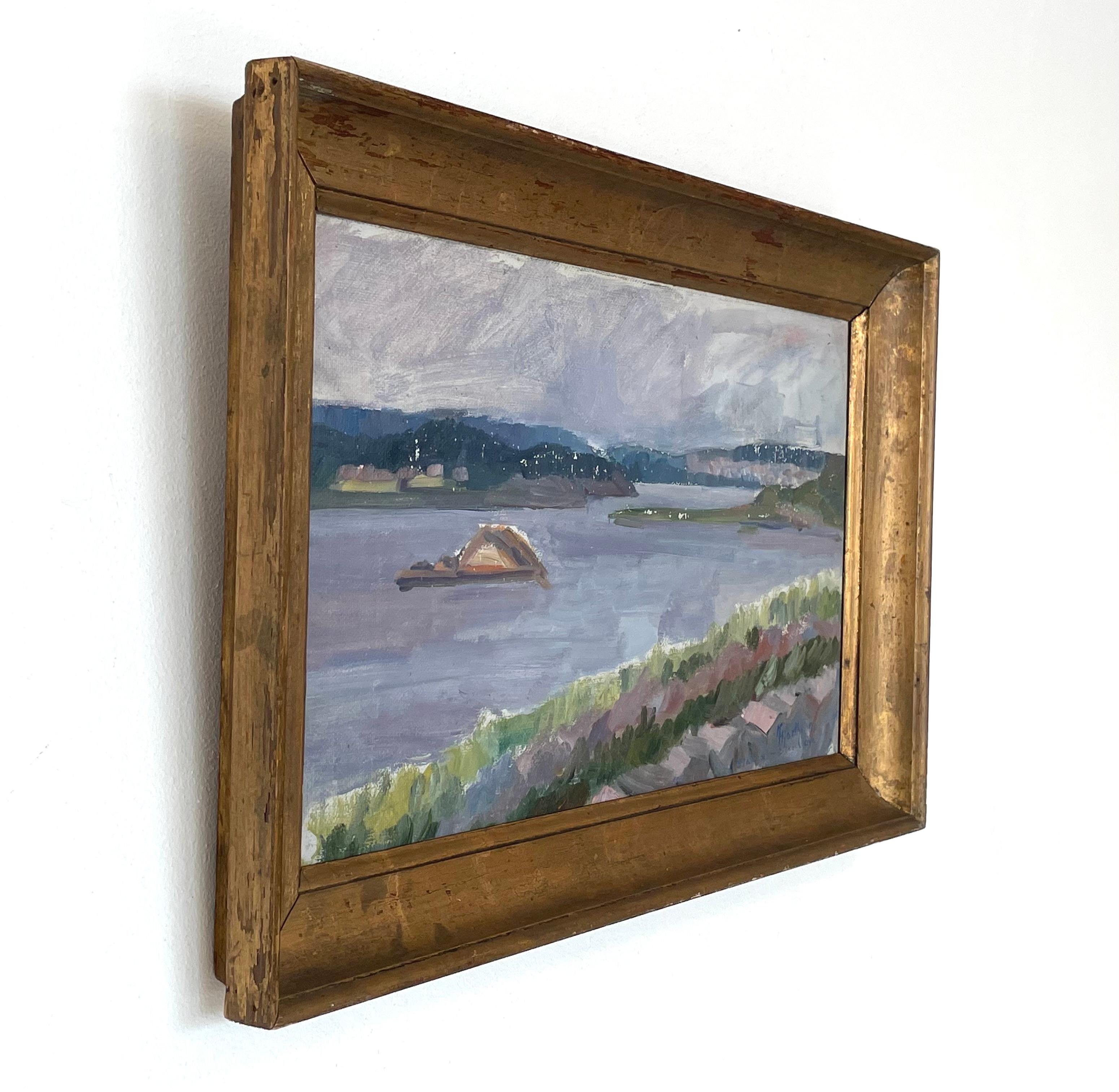 Ancienne peinture à l'huile norvégienne du début du 20e siècle représentant la forteresse de Staverns en vente 5