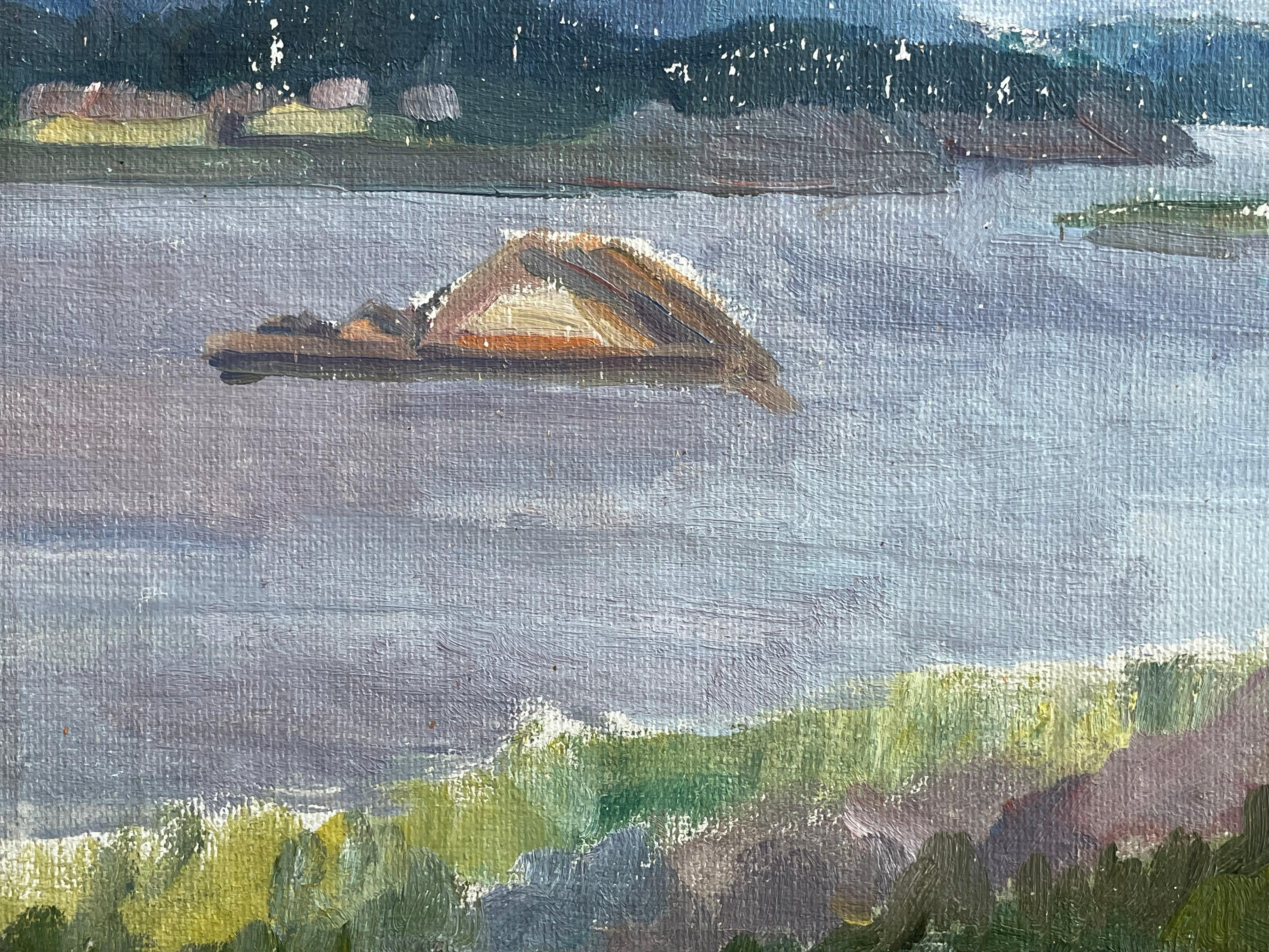 Peinture Ancienne peinture à l'huile norvégienne du début du 20e siècle représentant la forteresse de Staverns en vente