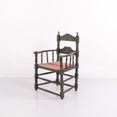 Antique Norwegian Painted Folk Chair Dated 1872