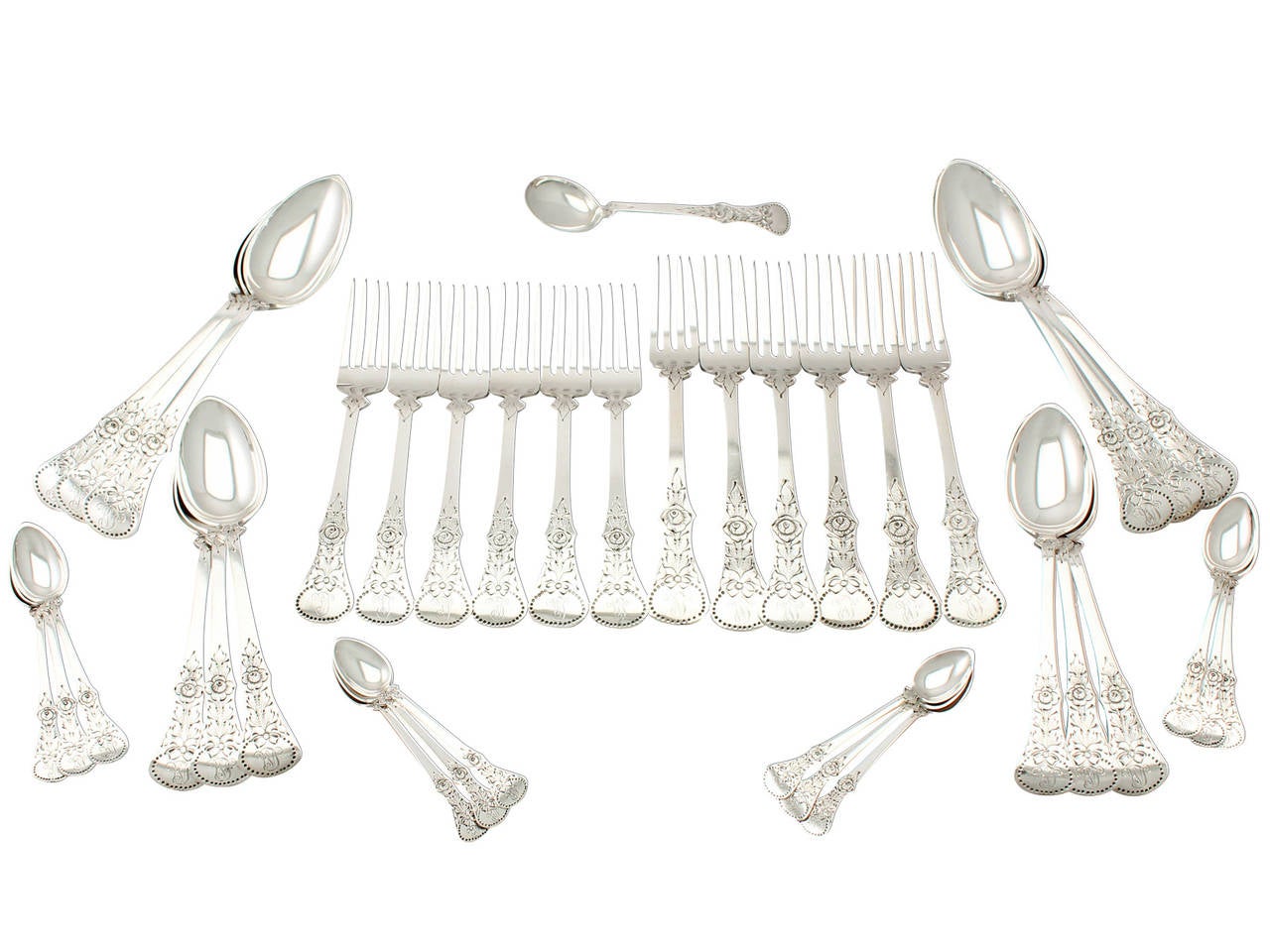 Antique Norwegian Silver Canteen of Cutlery for Six Persons, circa 1910 3