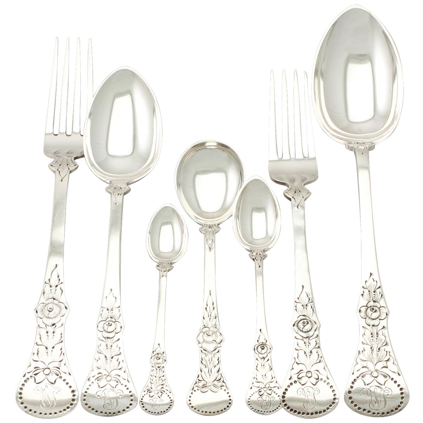 Antique Norwegian Silver Canteen of Cutlery for Six Persons, circa 1910