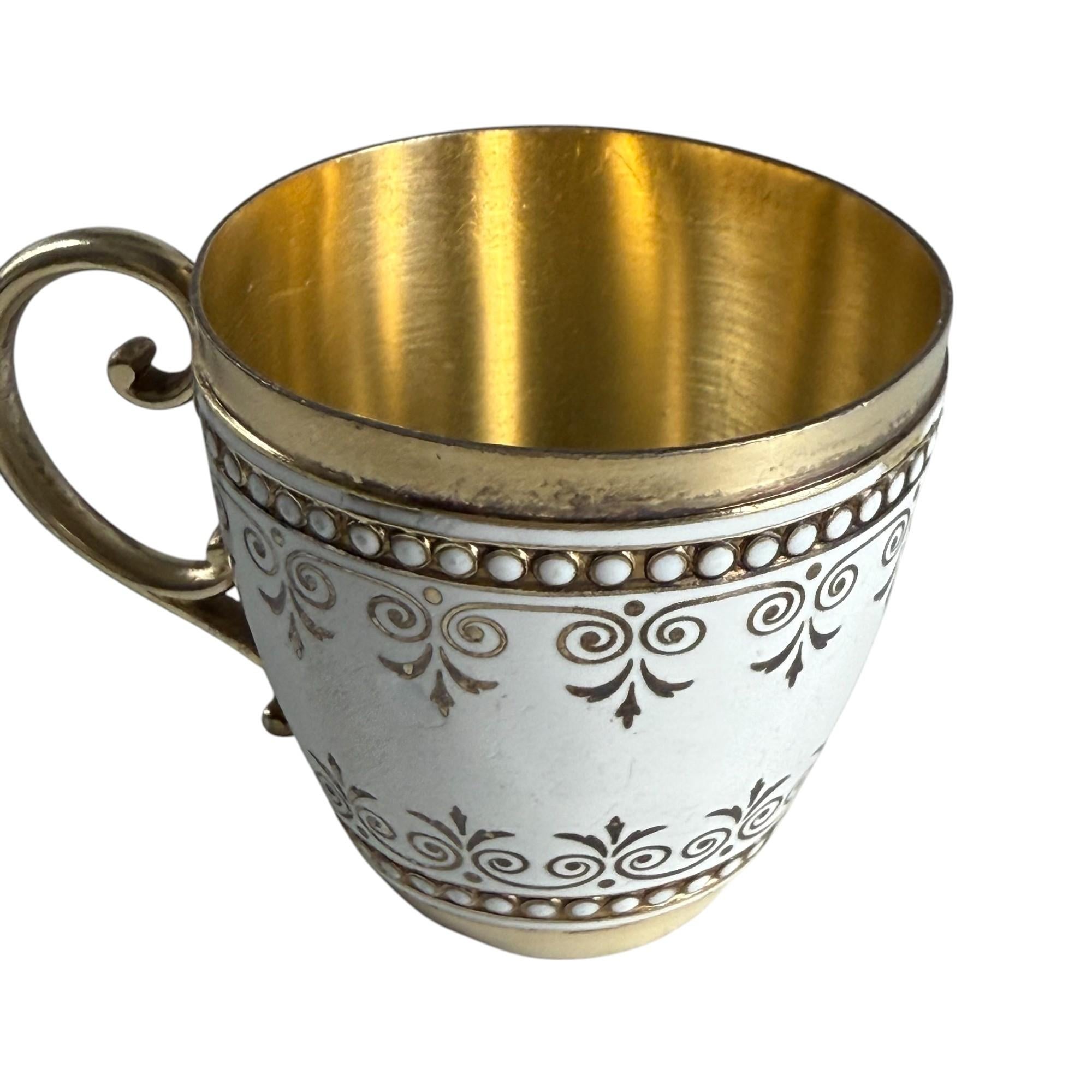 Antico set di tazze e piattini norvegesi in argento e smalto cloisonné di David Andersen in vendita 8