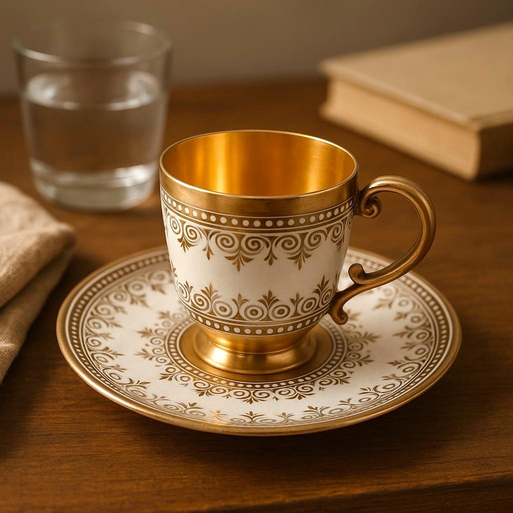 Antico set di tazze e piattini norvegesi in argento e smalto cloisonné di David Andersen In condizioni buone in vendita a New York, NY
