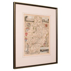 Carte ancienne du Nottinghamshire, anglaise, encadrée, intéressante cartographique, victorienne