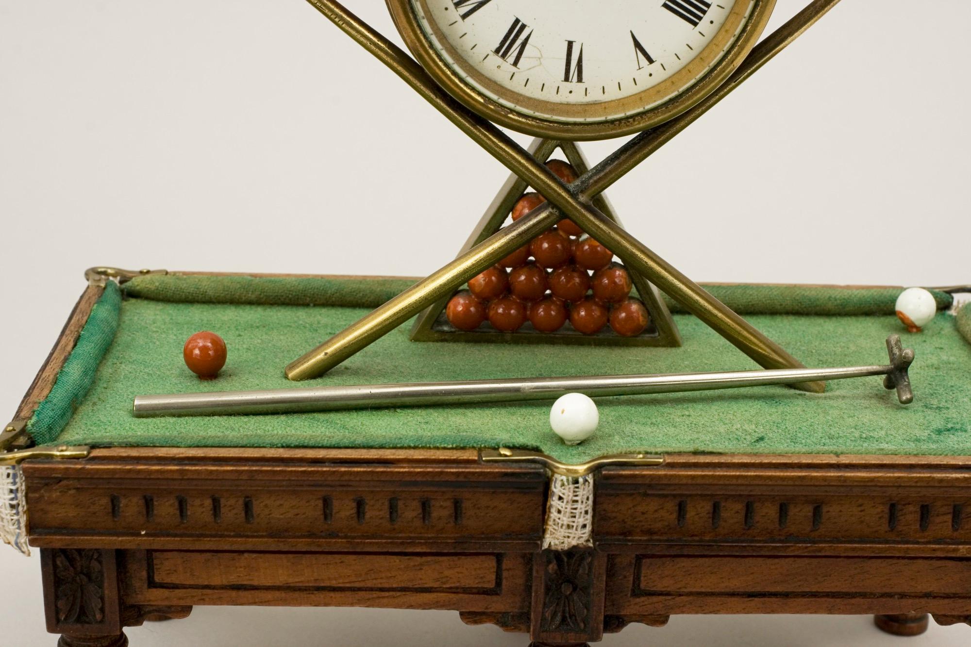 British Antique Novelty Billiard Clock For Sale