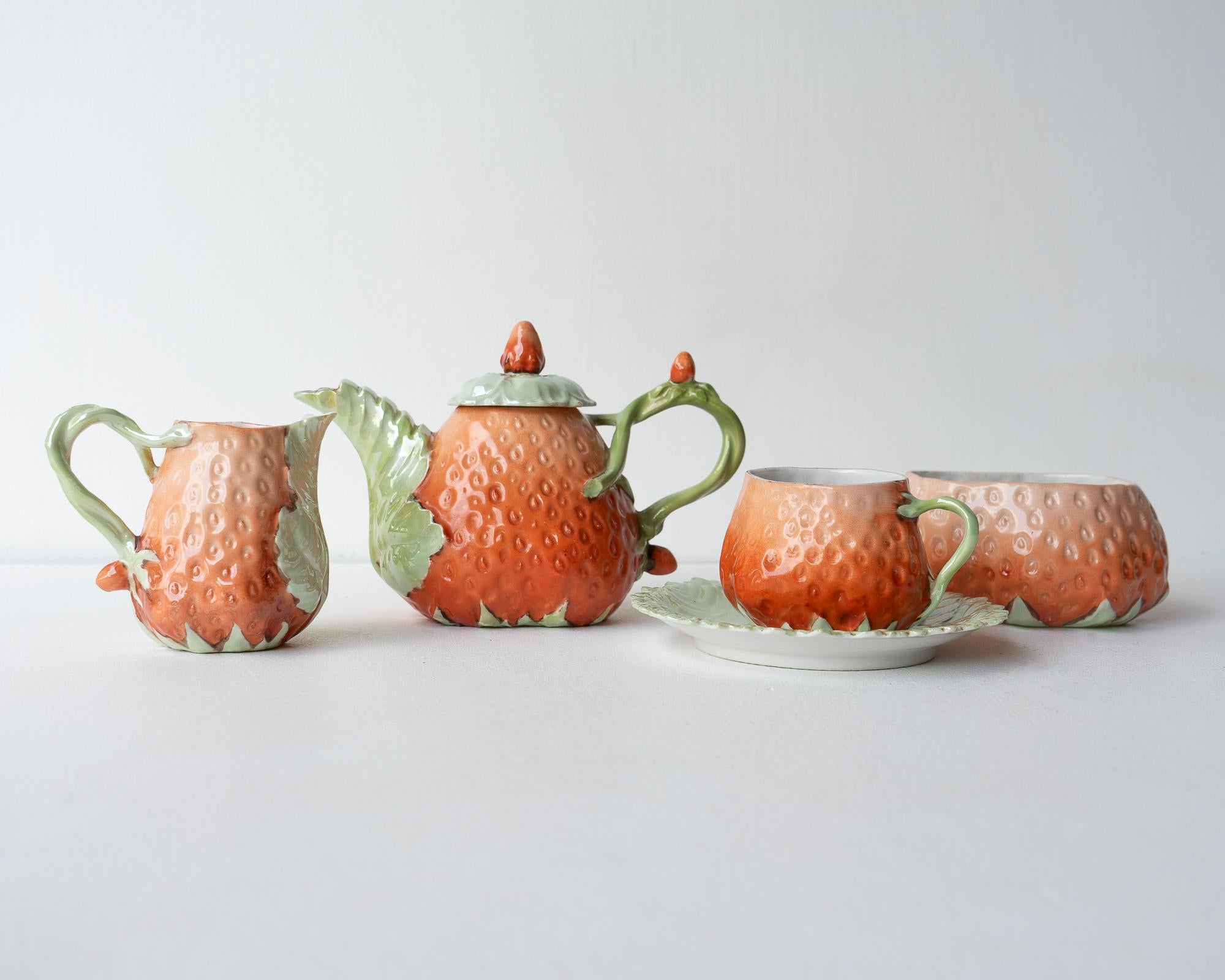 Antique Novelty China Strawberry Tea Set By Royal Bayreuth, 1920s Vintage  2