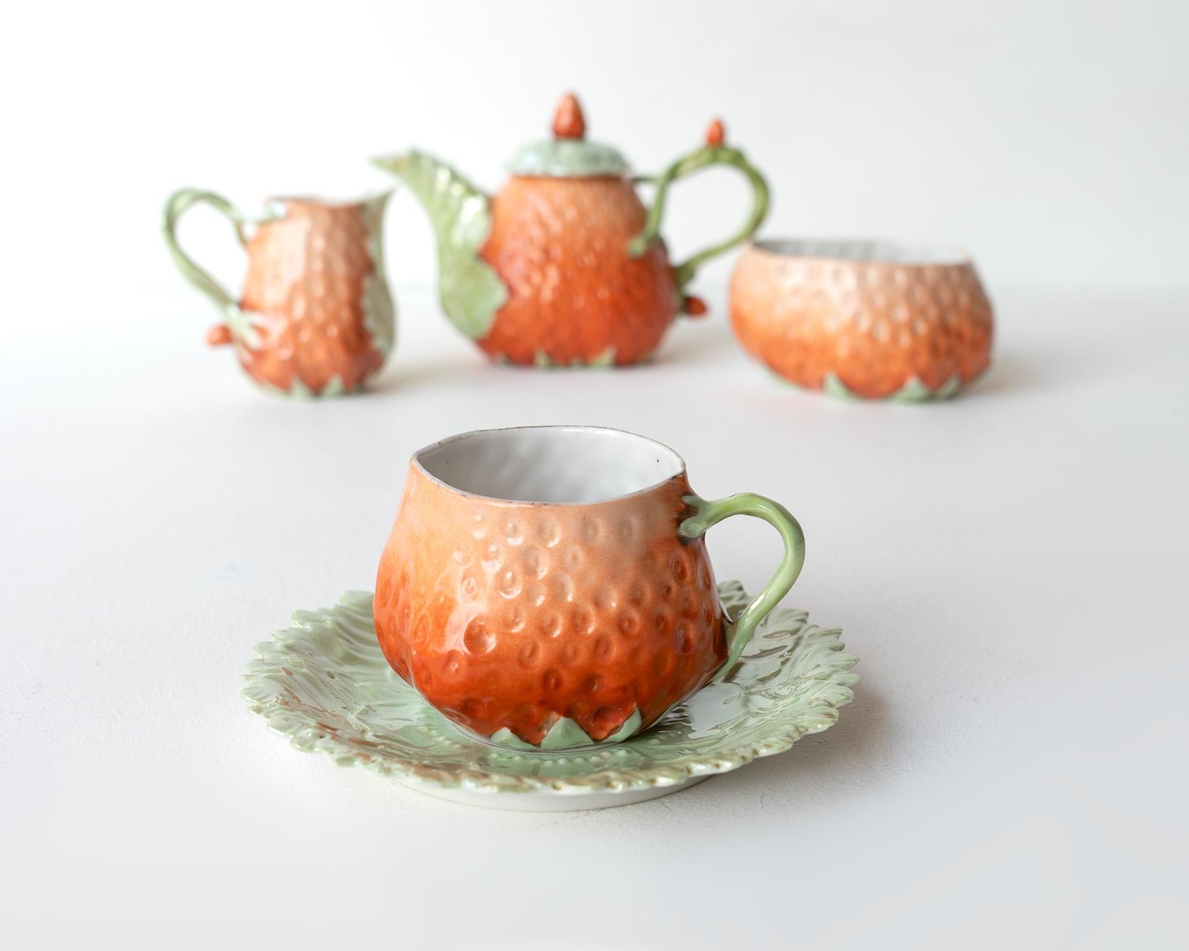 vintage strawberry tea set
