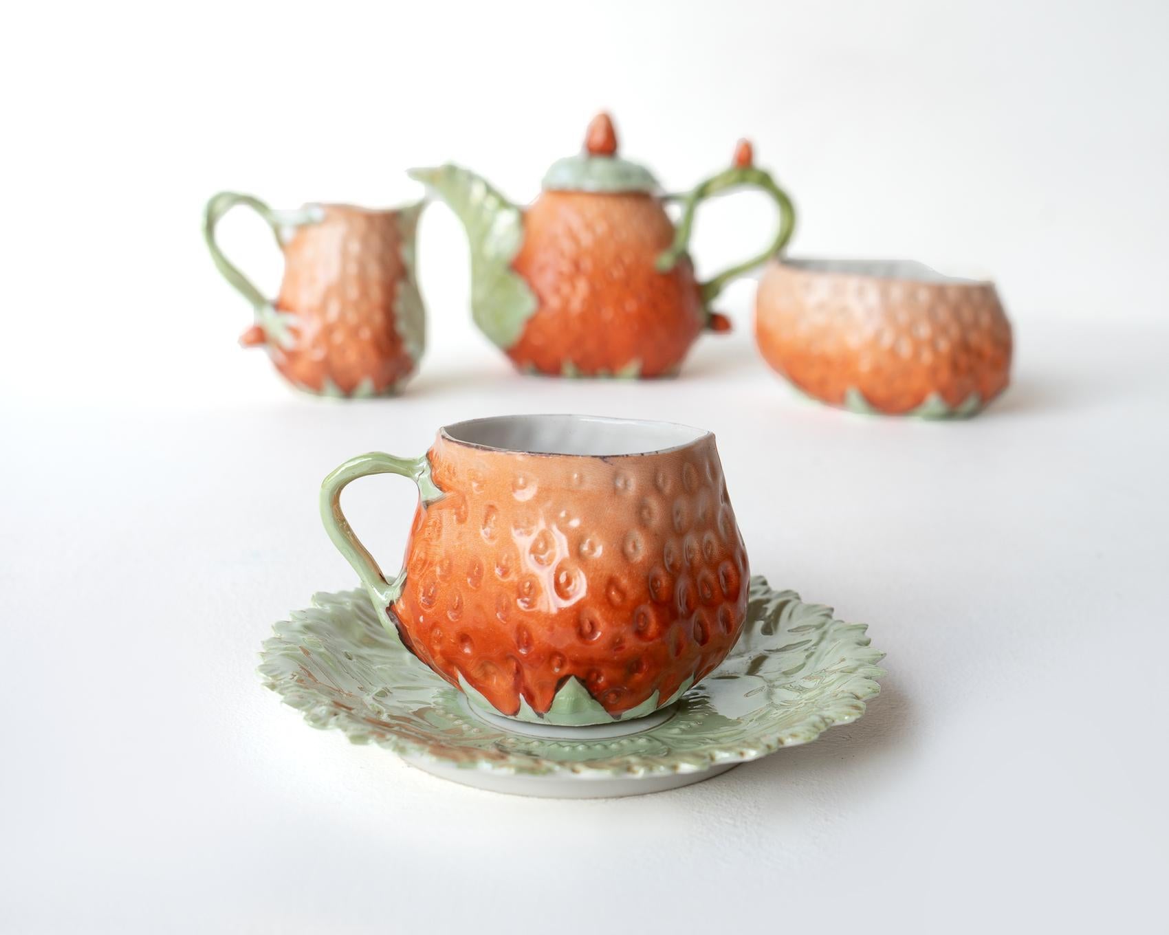 ceramic strawberry teapot