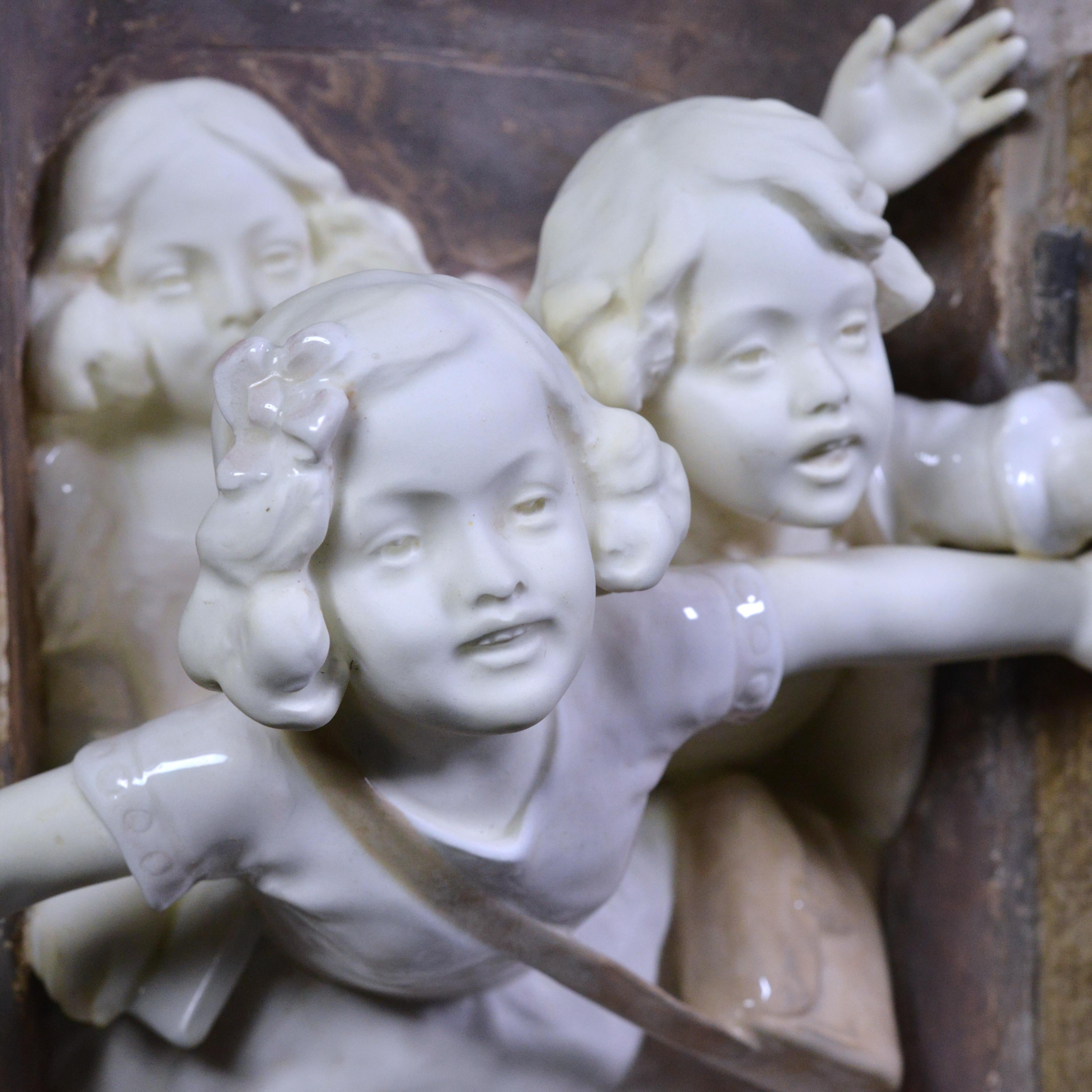 20th Century Antique Novelty Clock by Goldscheider and Rose early 20th century Schoolchildren
