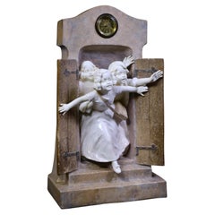 Antique Novelty Clock by Goldscheider and Rose early 20th century Schoolchildren