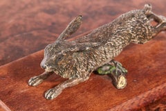 Antique Novelty Cold Painted Bronze Hare Desk Top Letter Hold