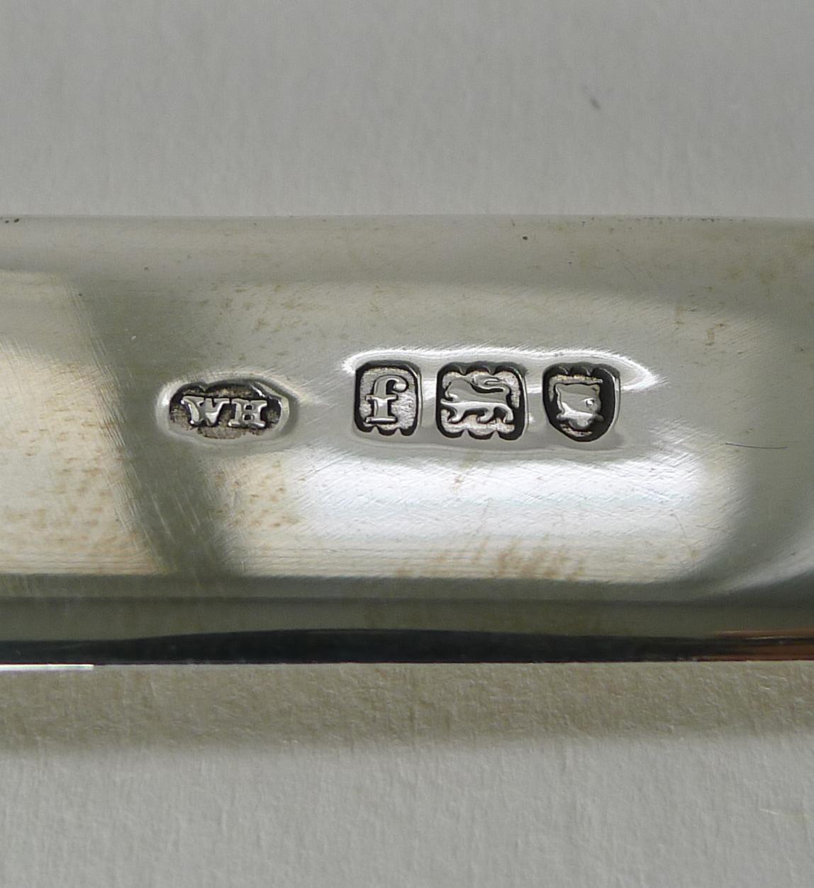 Antique Novelty Sterling Silver Bookmark, Ruler, Letter Opener, 1901 In Good Condition In Bath, GB