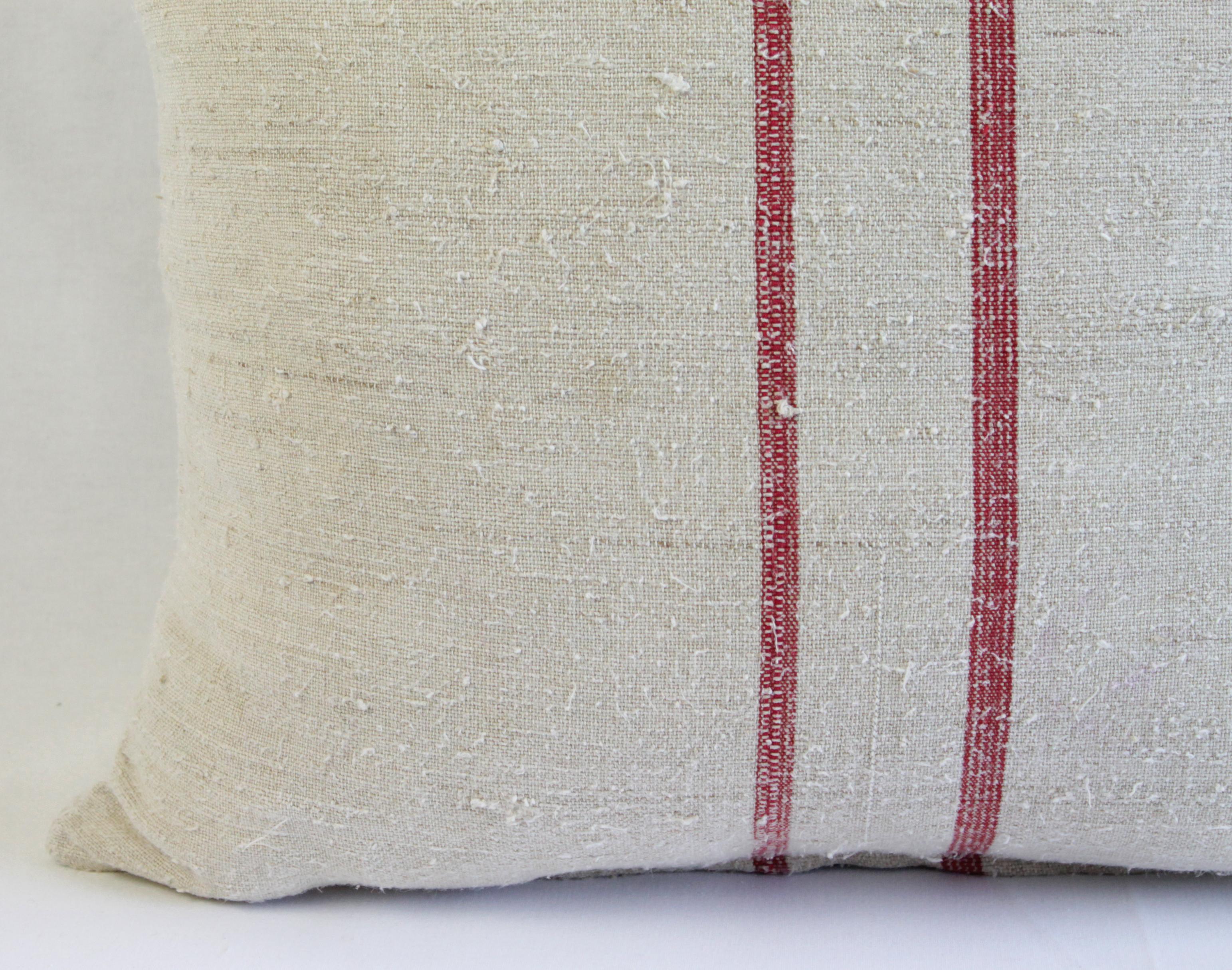 Antique Nubby 19th Century European Linen Grainsack Pillows 7