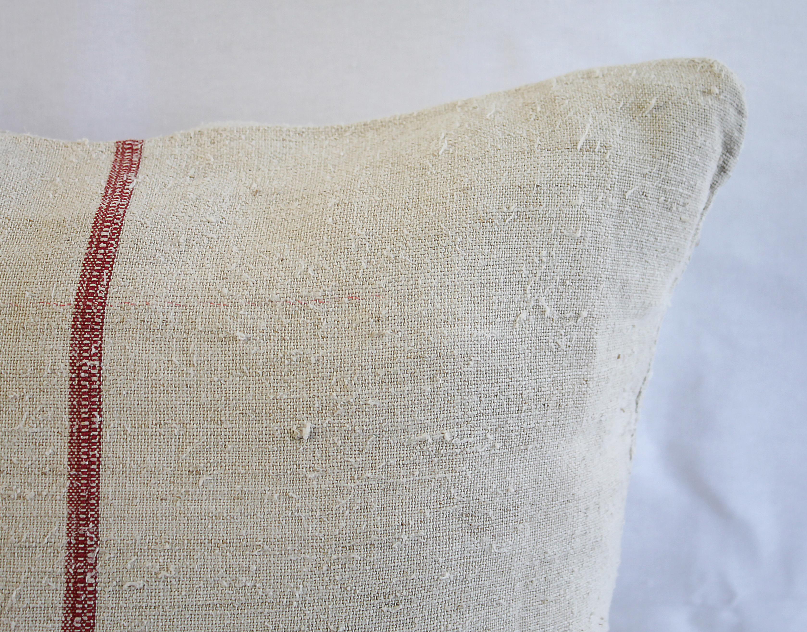 Antique Nubby 19th Century European Linen Grainsack Pillows In Good Condition In Brea, CA