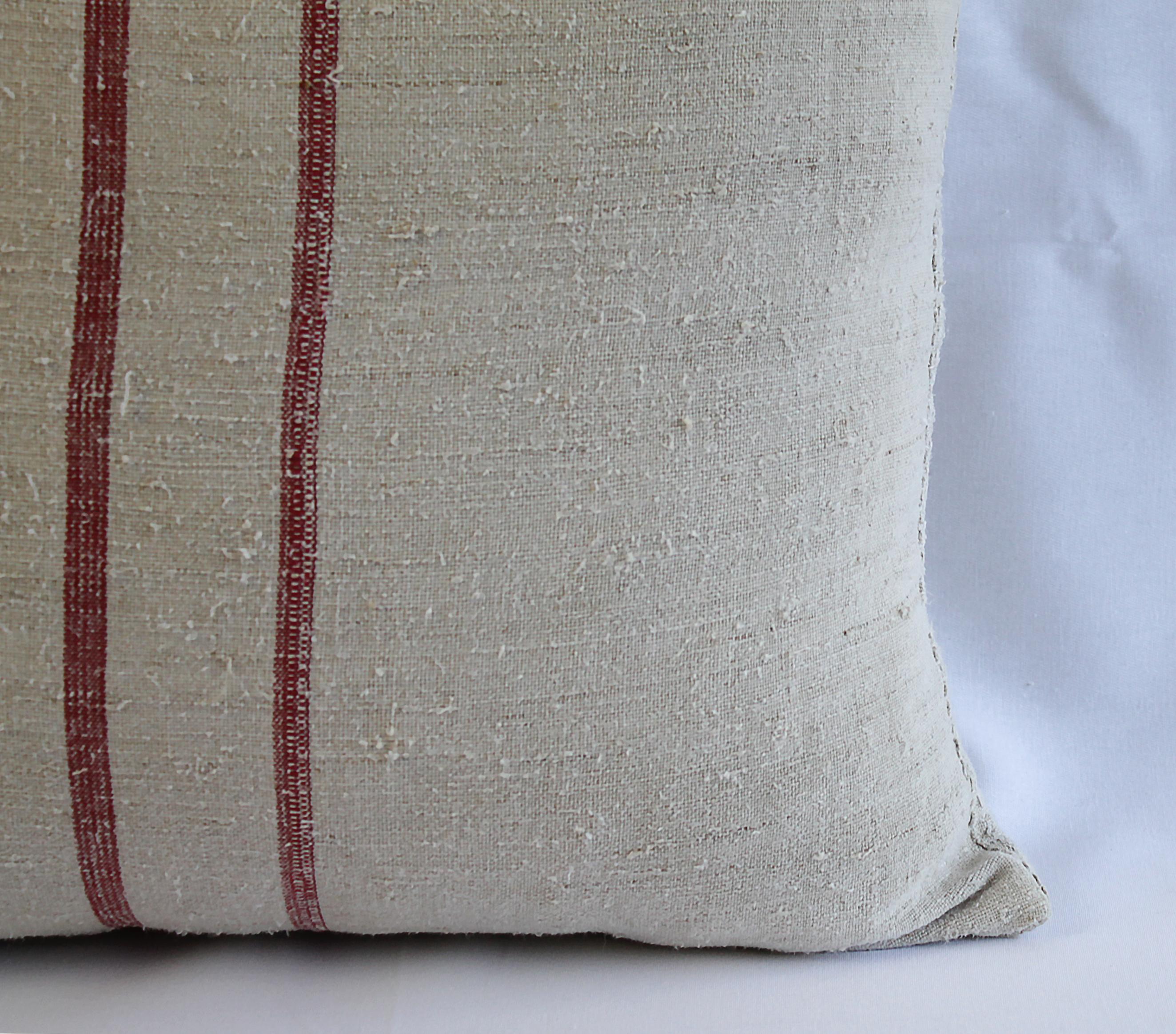 Antique Nubby 19th Century European Linen Grainsack Pillows 1