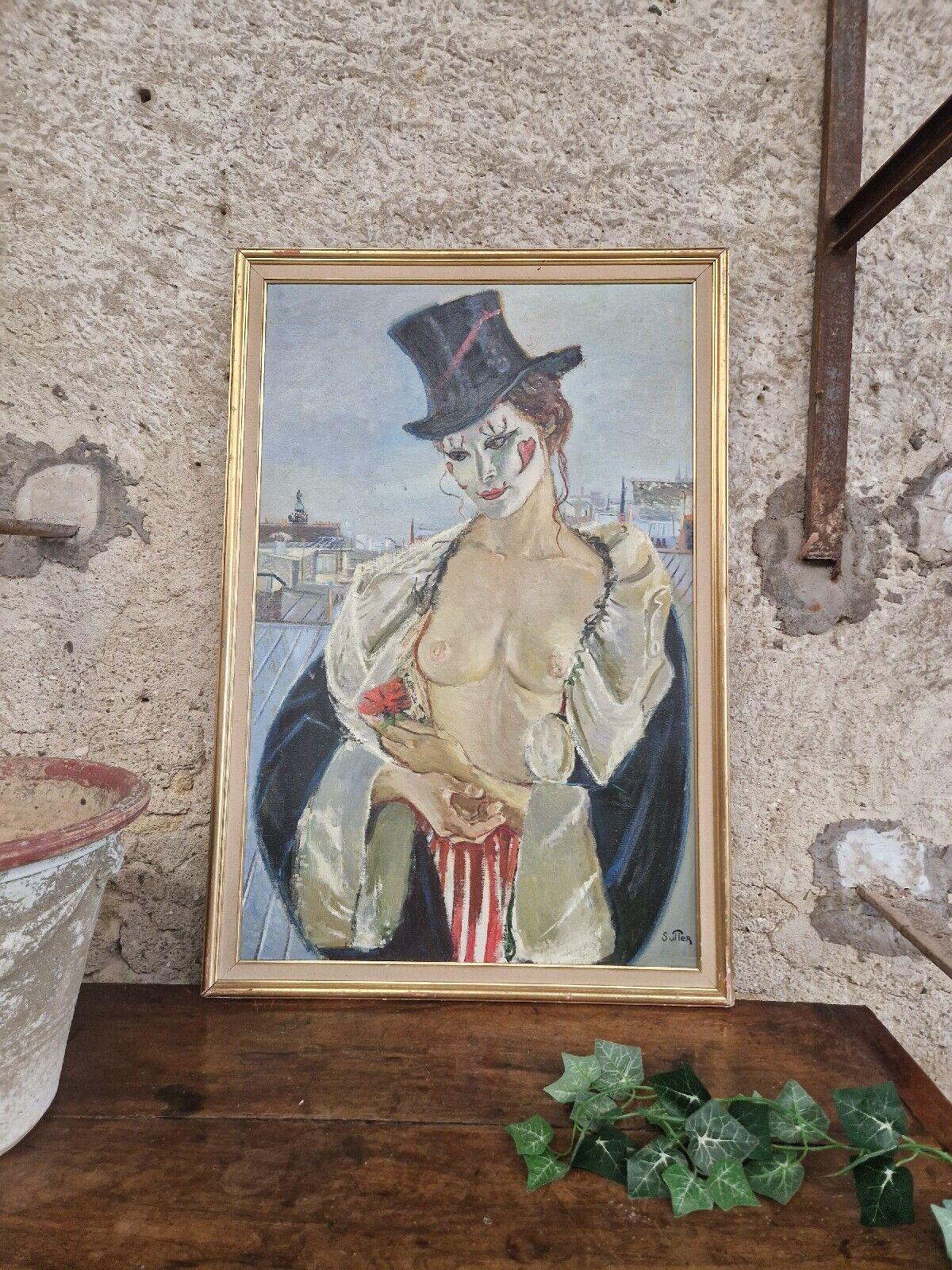 Hand-Painted Antique Nude Female Oil Painting On Canvas Mid Century French Mme Paris For Sale