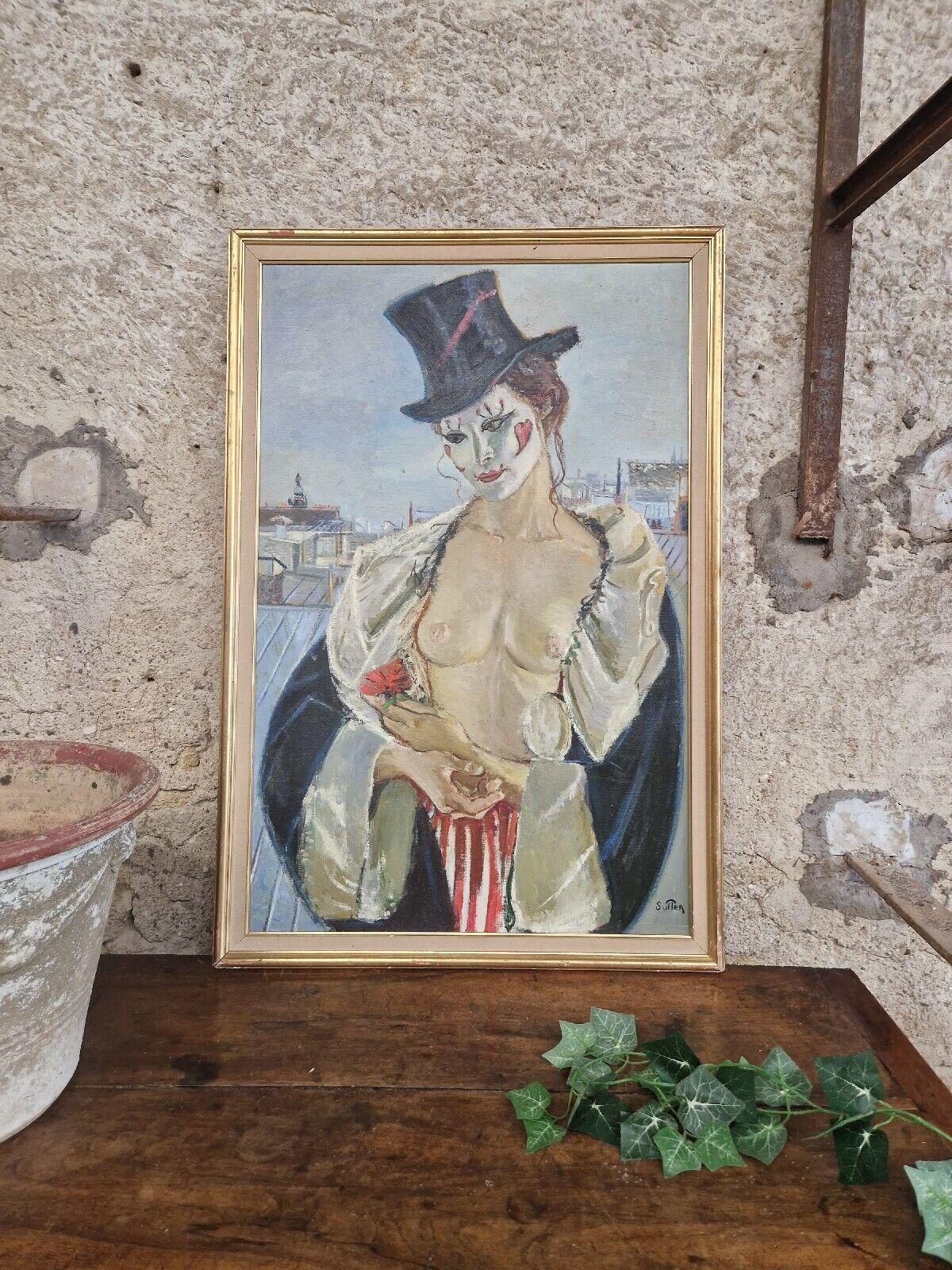 20th Century Antique Nude Female Oil Painting On Canvas Mid Century French Mme Paris For Sale