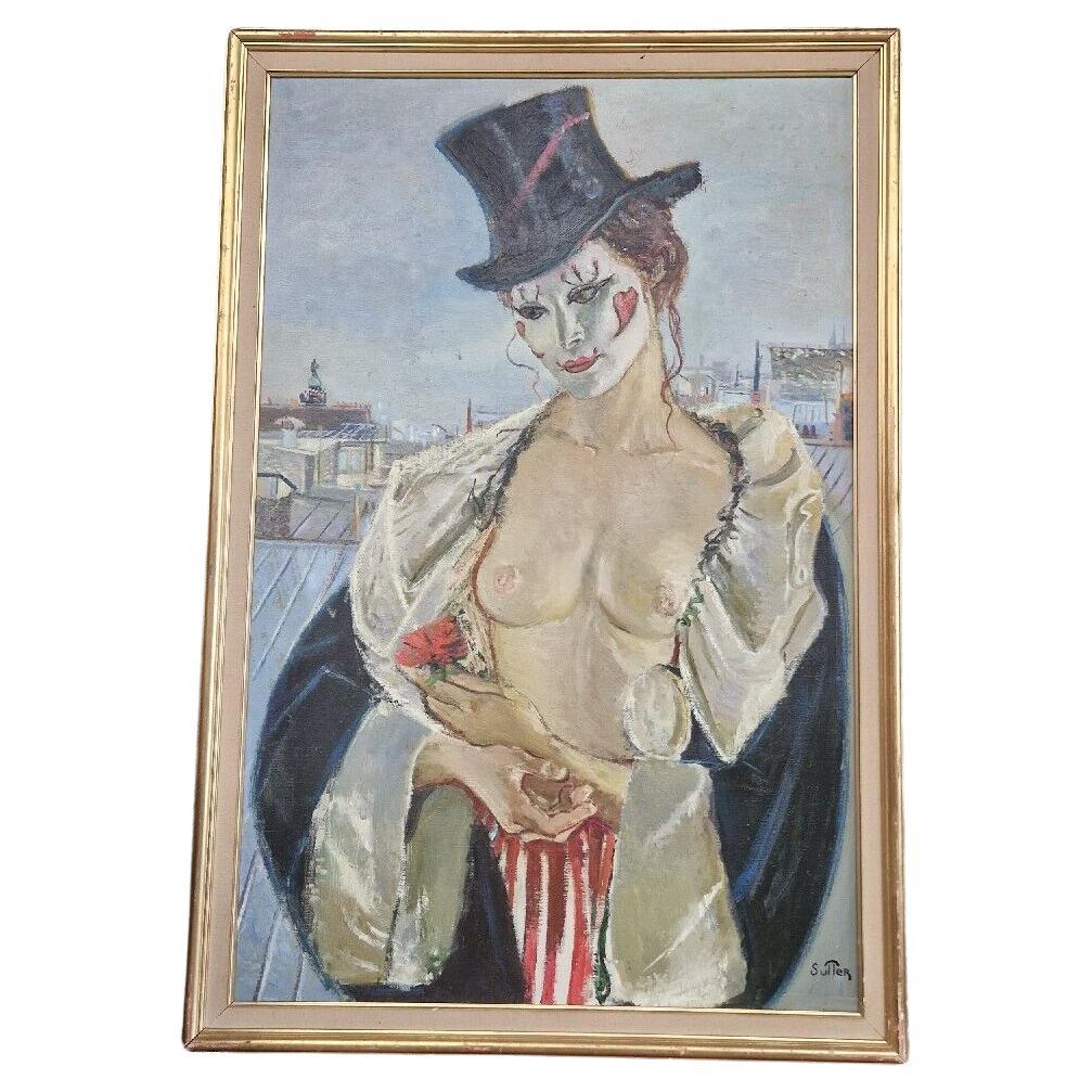 Ancienne peinture à l'huile sur toile française du milieu du siècle, Mme Paris