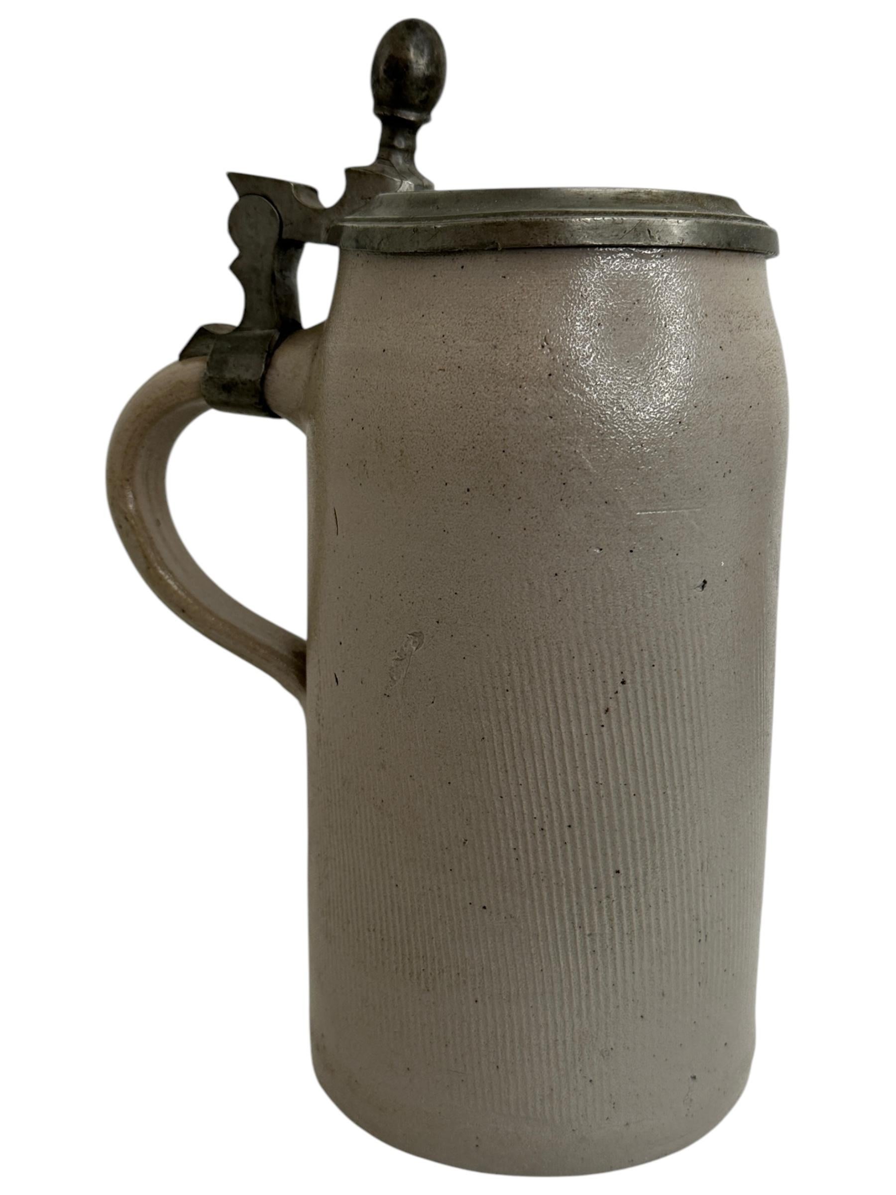 Folk Art Antique Nuremberg Brewery Lidded Stoneware Beer Stein, 1891 dated For Sale