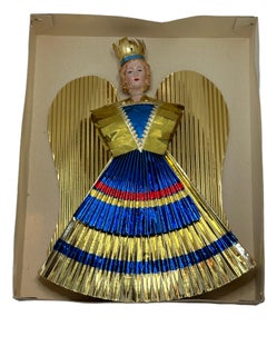 Antique Nuremberg Gold Foil Angel Christmas Tree Topper 1930s