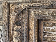Antique Nuristan Afghani Hand-Carved Wood Doorway, 1800