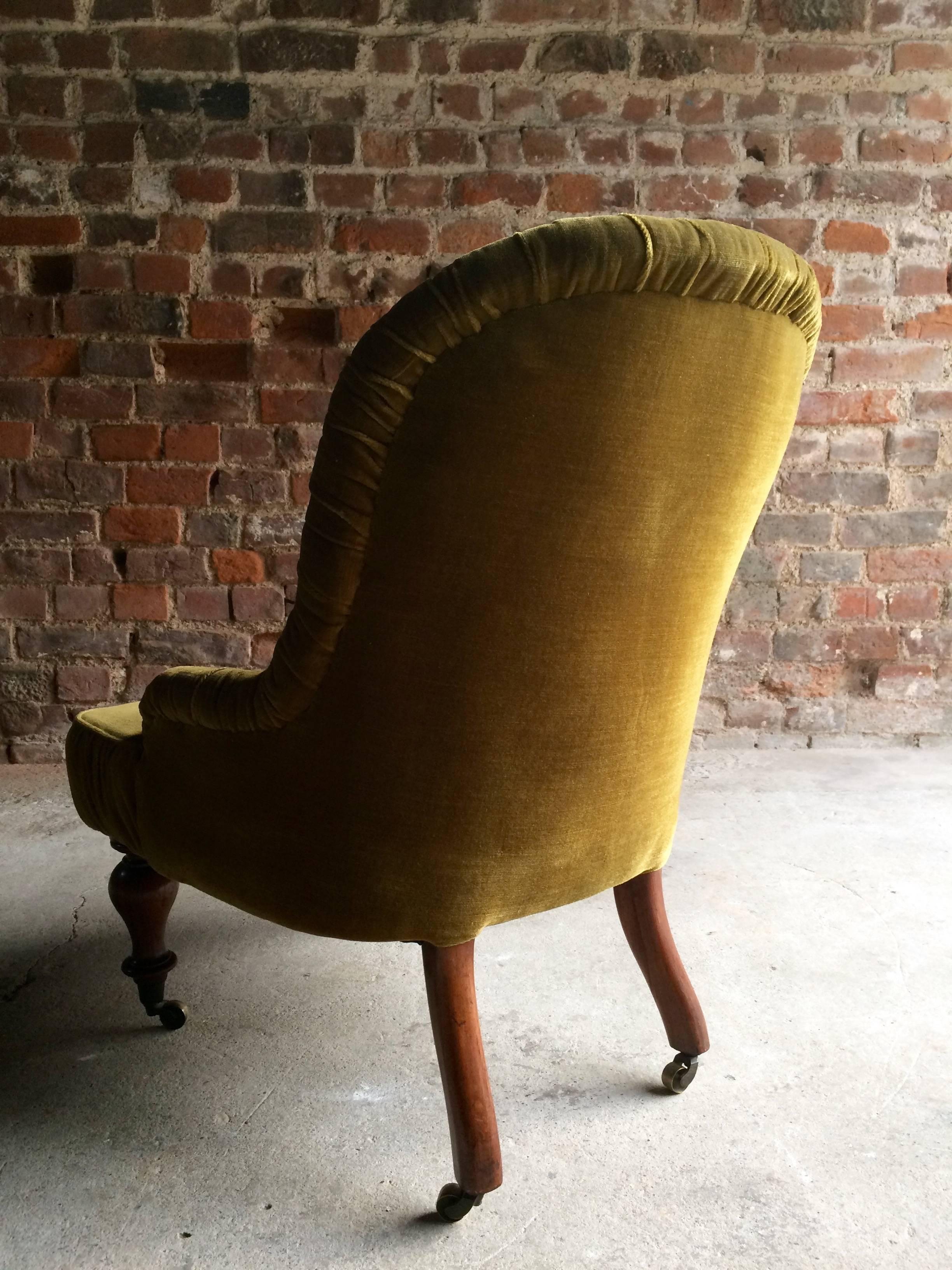 Antique Nursing Chair Button Back Victorian 19th Century Rosewood Green 2