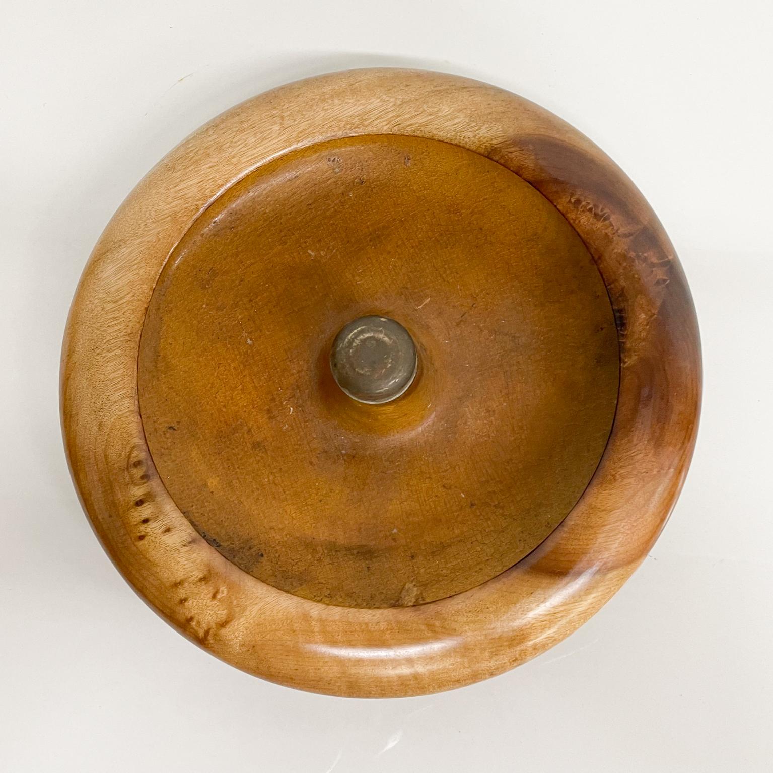 Mid-20th Century Antique Nutcracker Bowl + Hammer Mallet in Solid Maple Wood & Bronze USA