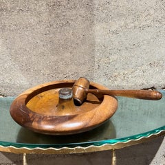 Antike Nutcracker-Schale + Hammer- Mallet aus massivem Ahornholz und Bronze, USA