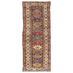 Antique N.W. Persian Gallery Rug in Jewel Tones with Diamond Geometric Motifs