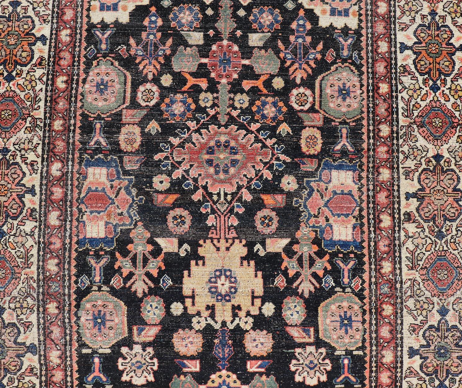Antique N.W. Persian Large Gallery Rug in navy Blue Background, And All-Over Design. Country of Origin: Iran; Type: N.W. Persian; Design: Floral; Rug/ EMB-222222-15468, circa 1900
Antique N.W. Persian Large Gallery Rug in Navy Blue Background &All
