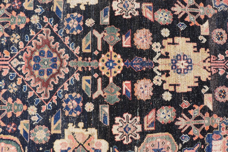 Antique N.W. Persian Large Gallery Rug in Navy Blue Background and All ...