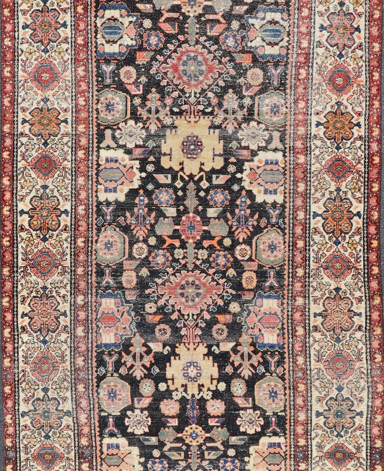 Antique N.W. Persian Large Gallery Rug in Navy Blue Background and All ...